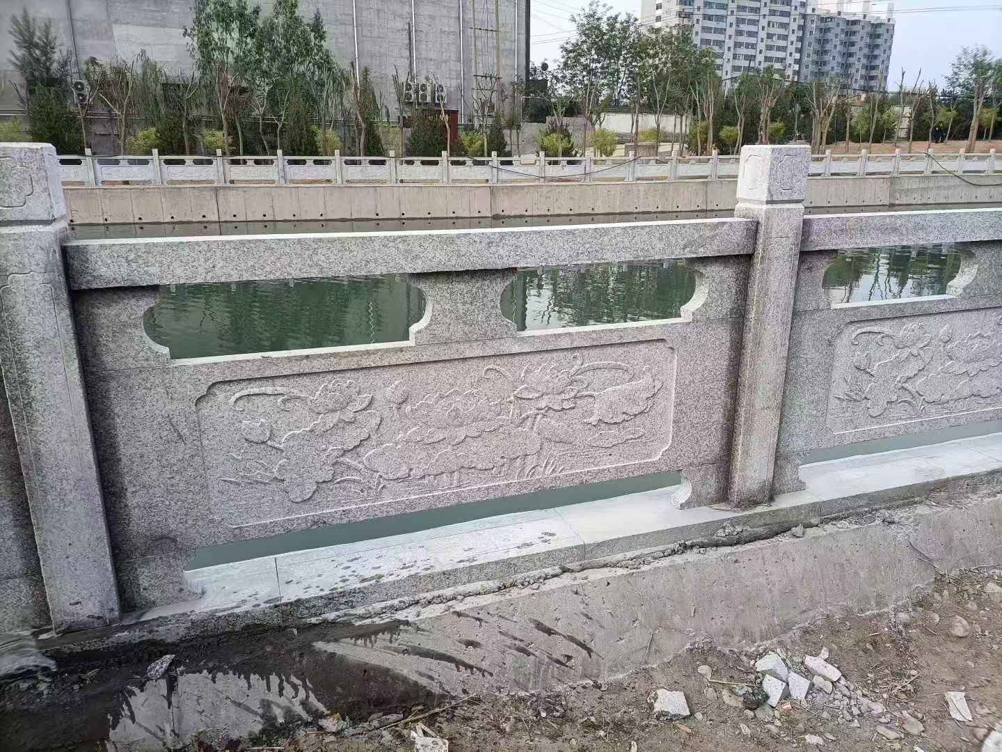 长春 芙蓉白大花桥梁、河道，石材栏杆、围栏、护栏